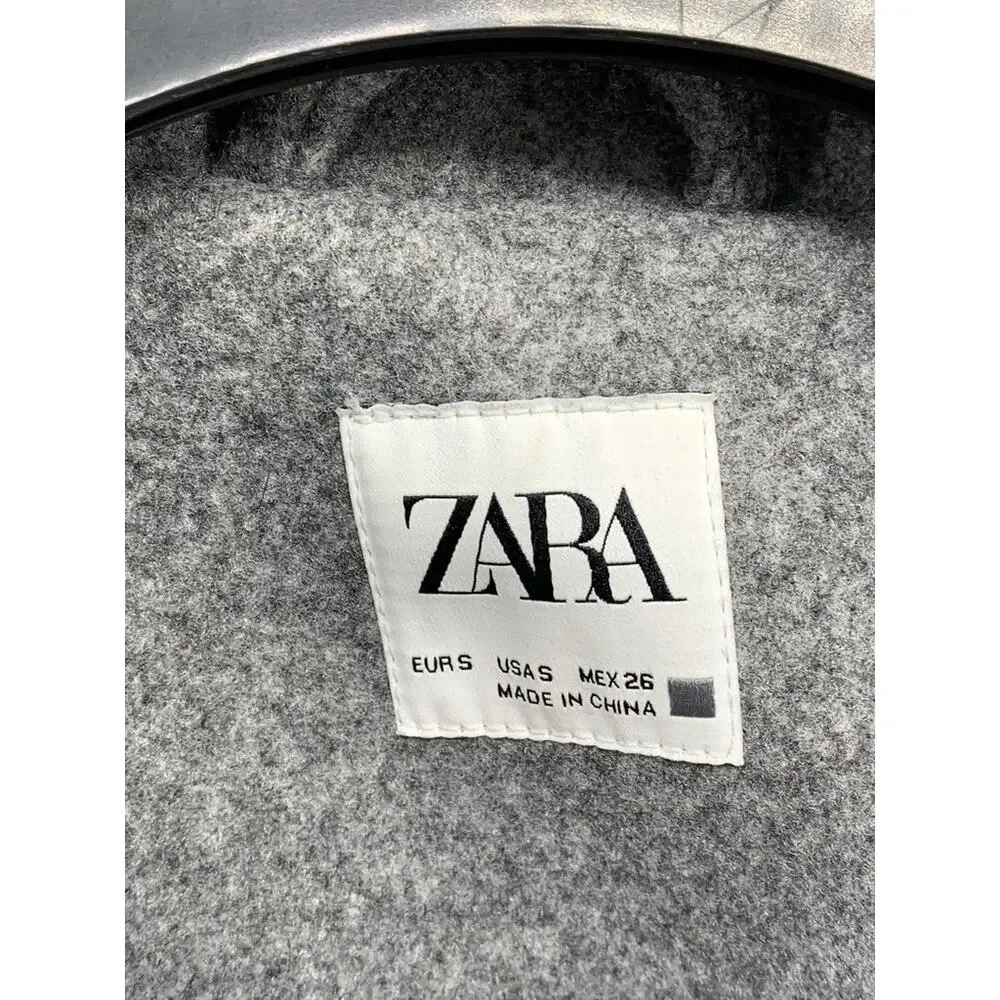ZARA Women's Charcoal Gray Button-Up Long Sleeve Soft Knit Blazer SZ S